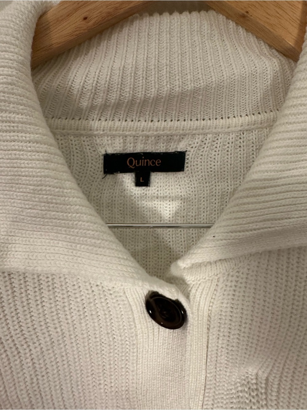 Quince Cream Button-Front Ribbed Cardigan - Picture 3 of 6